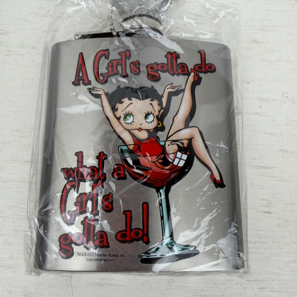 Spoontiques Betty Boop Stainless Steel Hip Flask with Funnel NEW